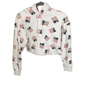 Kodak Cropped Graphic Hoodie Jacket Pullover Long Sleeve White Small